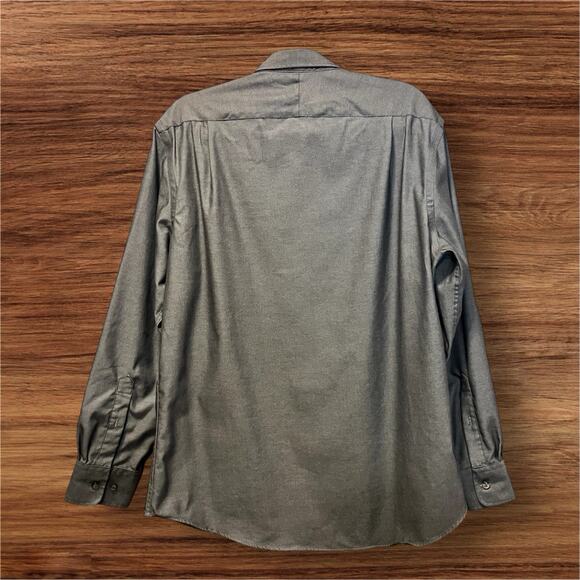 Charles Trywhitt Weekend Dress Button Down Shirt Charcoal Slim Fit Size Large - Picture 2 of 7